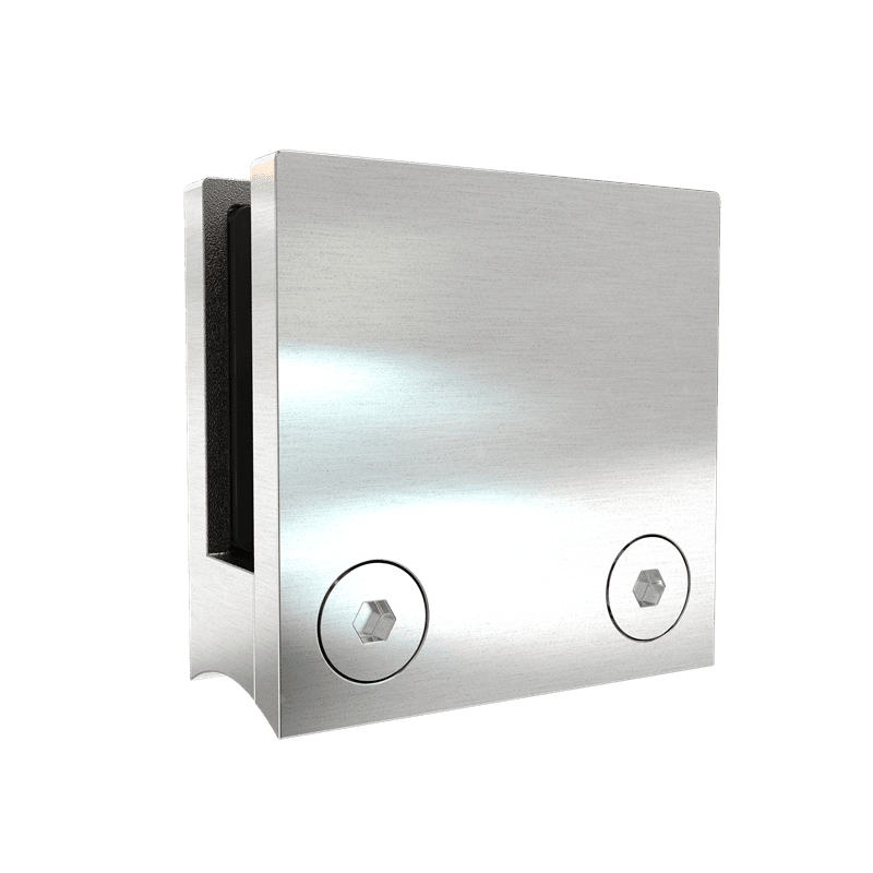 Square side glass clip with curved base