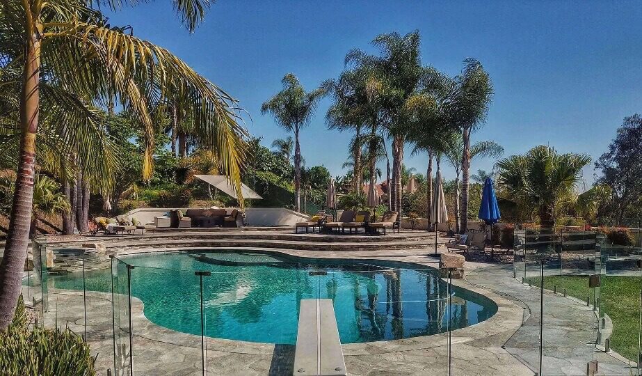 fence around a swimming pool